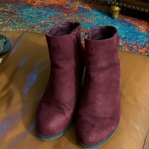 Merlot faux suede booties